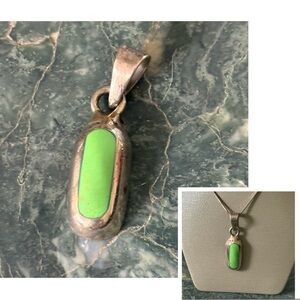 Sterling Silver Pendant with Green Turquoise